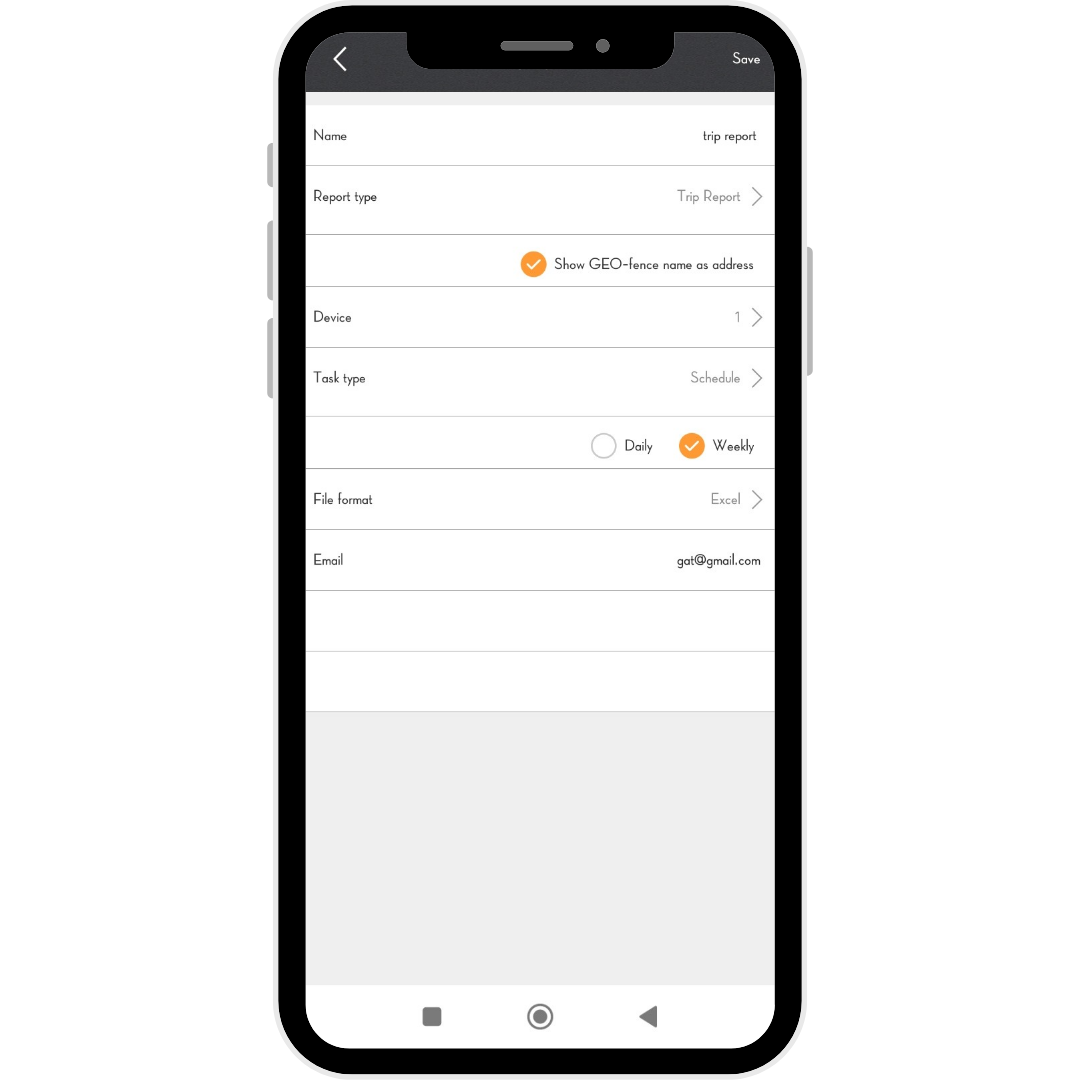 ITRACK GPS tracking application report schedule